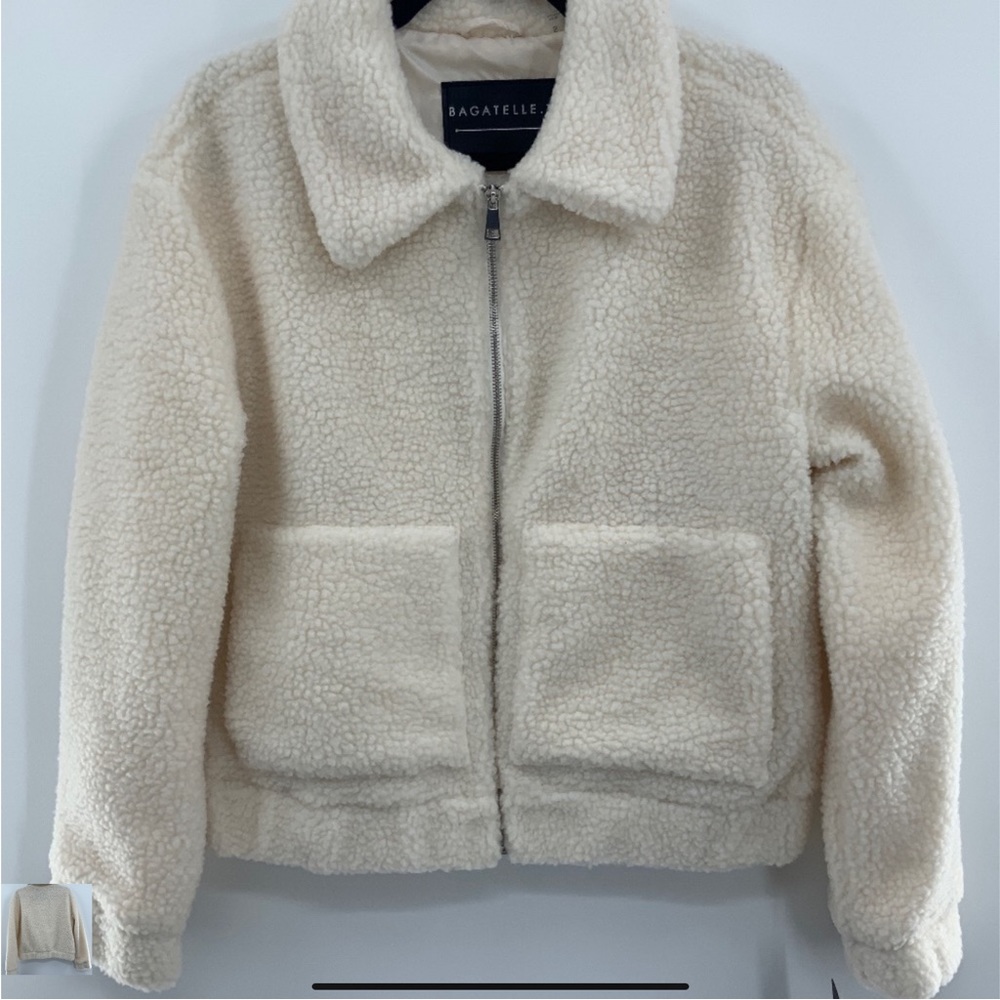 Bagatelle nyc cream ivory fleece Sherpa jacket